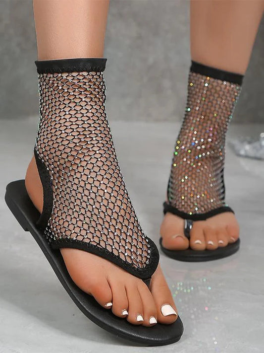 Laura™ Fishnet Sandals with Sparkling Design