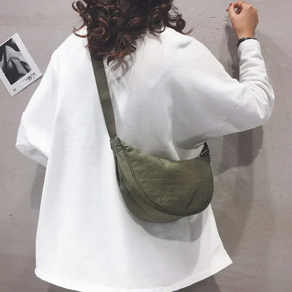 Women’s Crescent Crossbody Bag | Lightweight Nylon Design | Adjustable Strap | Everyday Practical