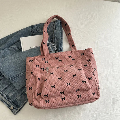 Bella Bow Tote – Lightweight Fabric Handbag with Elegant Bow Detail for Women