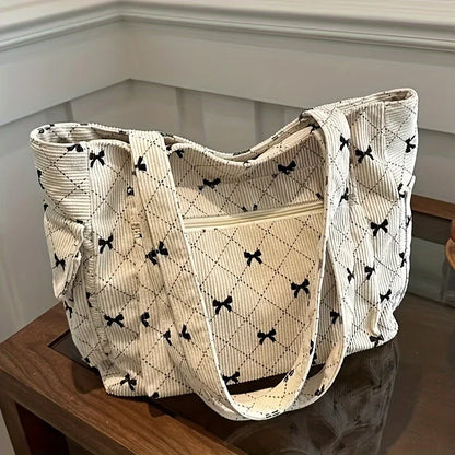 Bella Bow Tote – Lightweight Fabric Handbag with Elegant Bow Detail for Women