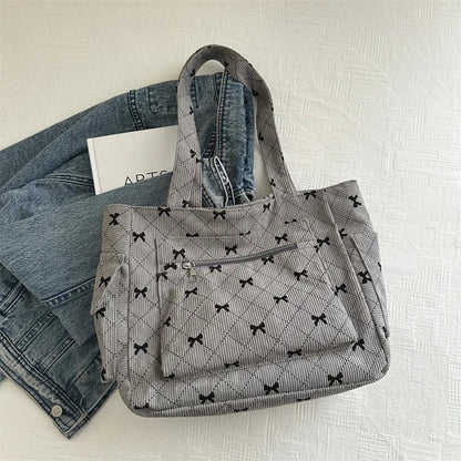 Bella Bow Tote – Lightweight Fabric Handbag with Elegant Bow Detail for Women