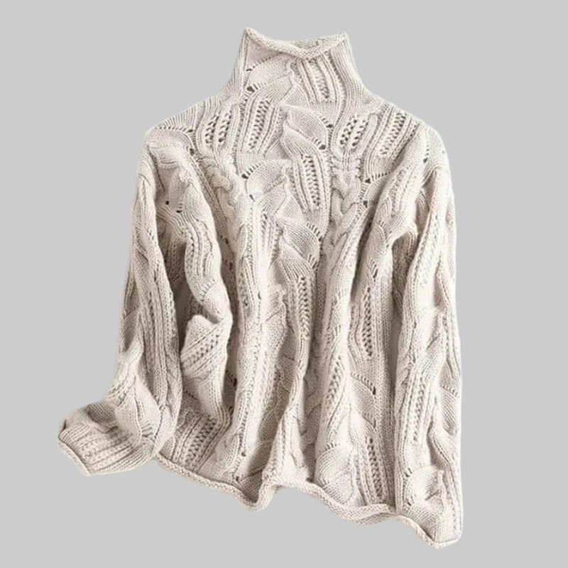 Women’s Cable Knit Turtleneck | Soft Lightweight Sweater | Elegant Everyday Comfort