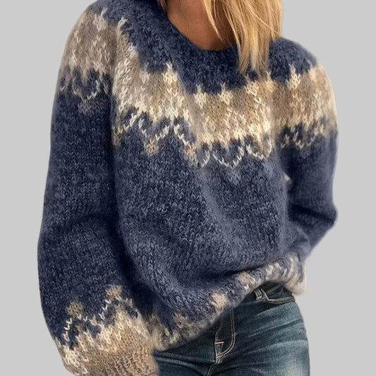 Women’s Icelandic Knit Sweater | Vibrant Pattern | Soft Lightweight Comfort