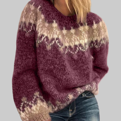 Women’s Icelandic Knit Sweater | Vibrant Pattern | Soft Lightweight Comfort
