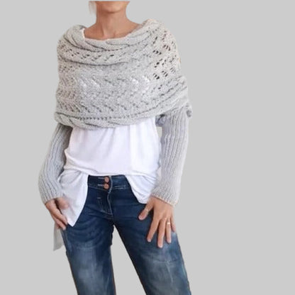 Women’s Knit Wrap Shrug | Boho Cable Design | Soft Stretch Knit Comfort