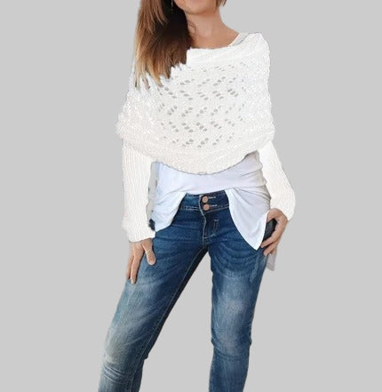 Women’s Knit Wrap Shrug | Boho Cable Design | Soft Stretch Knit Comfort