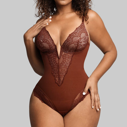 Women’s Lace Thong Bodysuit | Deep V-Neck | Soft, Stretchy Fit
