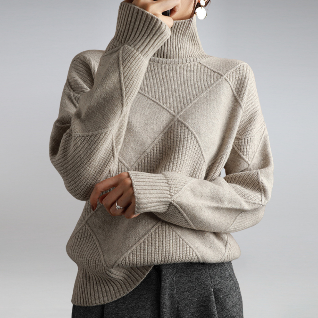 Women’s Oversized Turtleneck Sweater | Relaxed Fit | Warm Knit Texture