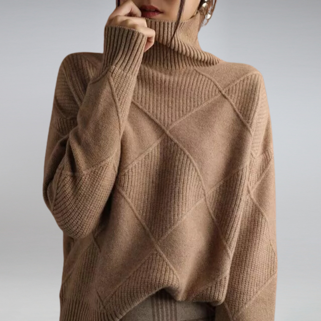 Women’s Oversized Turtleneck Sweater | Relaxed Fit | Warm Knit Texture