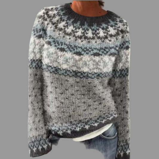 Women’s Retro Sweater | Scandinavian Pattern | Soft Wool Knit