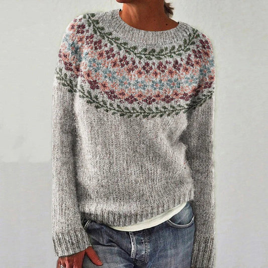 Women’s Retro Sweater | Multicolor Scandinavian Pattern | Soft Wool Knit