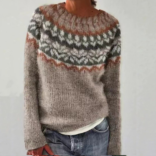 Women’s Retro Sweater | Scandinavian Pattern | Soft Knit Warmth