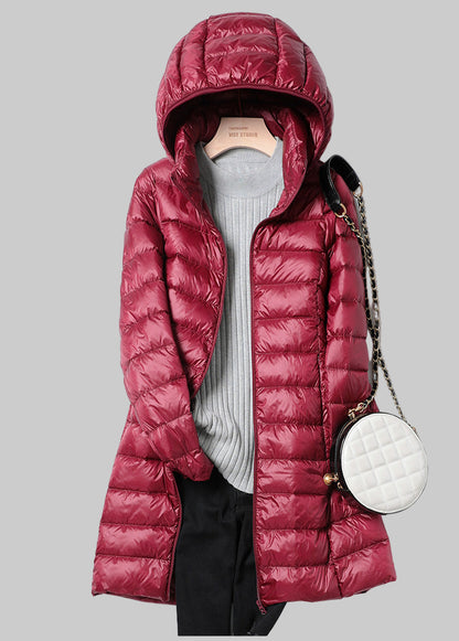 Women’s Ultralight Long Puffer Jacket | Warm, Windproof | Detachable Hood