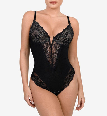 Women’s Lace Thong Bodysuit | Deep V-Neck | Soft, Stretchy Fit