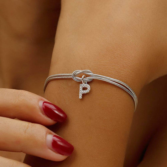 Elegant Knotted Initial Bracelet – Chic and Personalized Jewelry